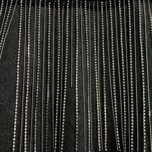 Le Lis Rhinestone Fringe Denim Jacket size Small - Picture 7 of 7